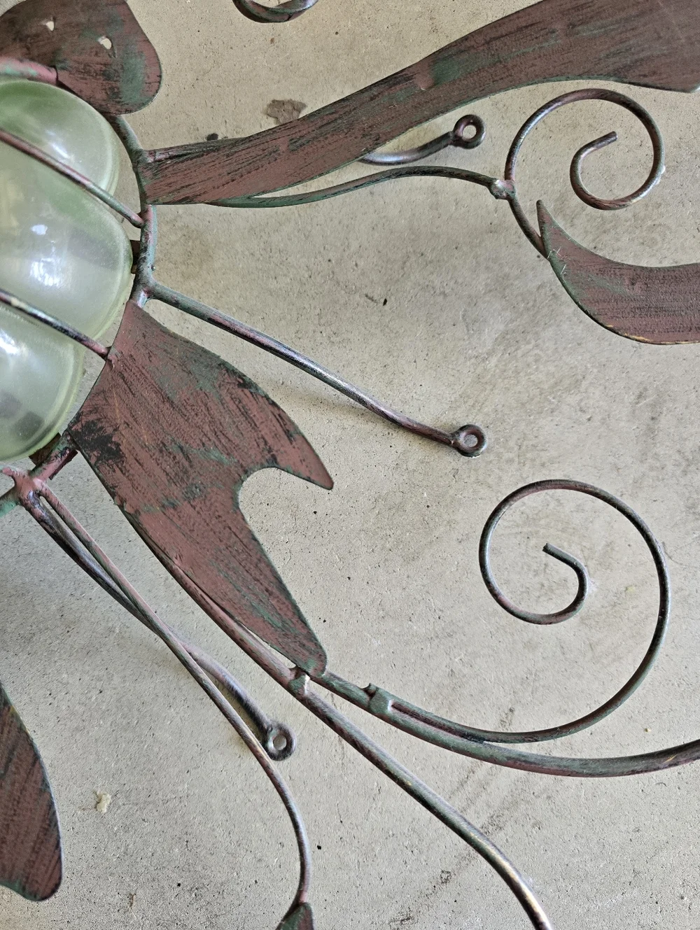 Butterfly Metal Wall Decor w/ Tealight Holder Purple Green 23” x 20” - Picture 7 of 10